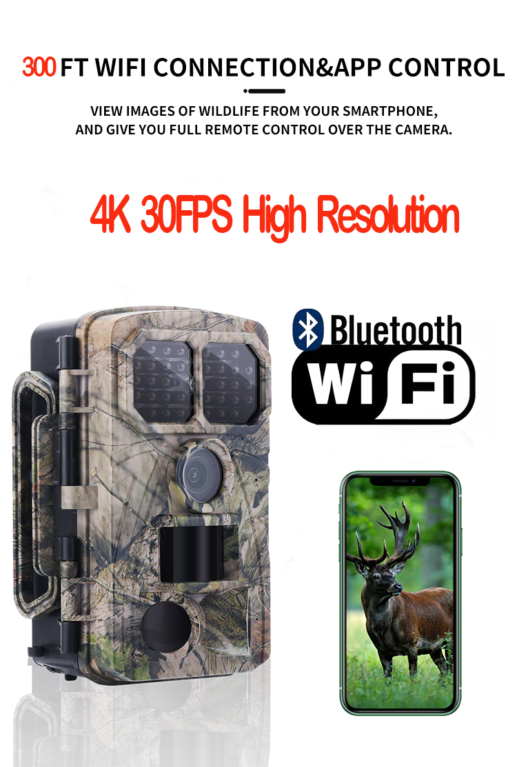 Waterproof IP65 Hunting Trail Camera with WIFI and Bluetooth