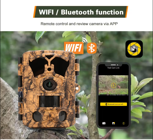  BSTCAM Wide Angle 4K 48PM Bluetooth&WiFi App Control Waterproof Grade IP65 Wildlife Monitoring Trail Camera