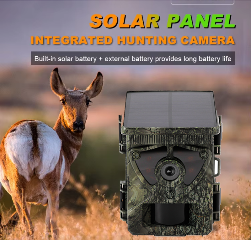 4K Base version Integrated solar power 8MP sensor camera long range wildlife solar powered hunting trail camera 