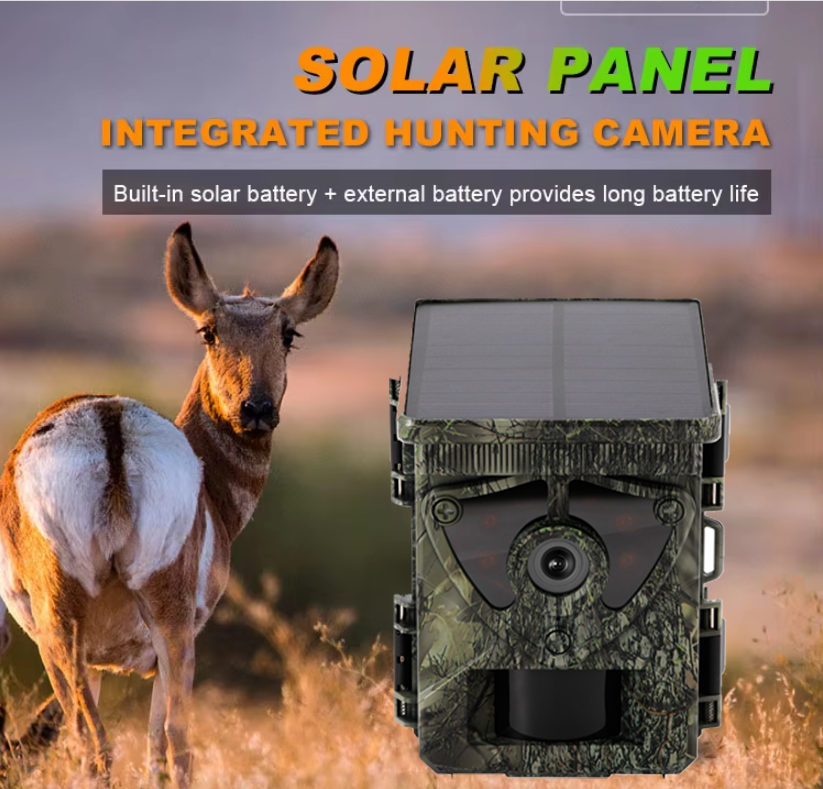 4K Base version Integrated solar power 8MP sensor camera long range wildlife solar powered hunting trail camera 